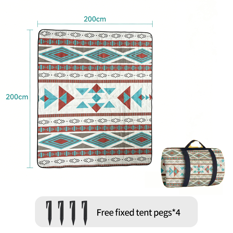 Outdoor Camping Mats Large - 200x300 Boho Geometric Picnic Blanket Waterproof